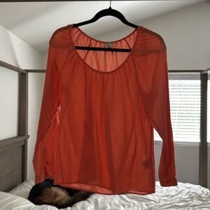 Joie Sheer Coral Blouse Medium